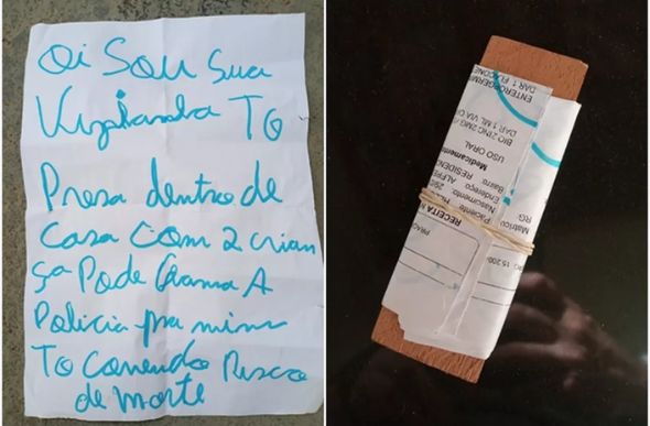 Vítima escreveu pedido de socorro à mão em José Bonifácio — Foto: Polícia Militar de José Bonifácio/Divulgação