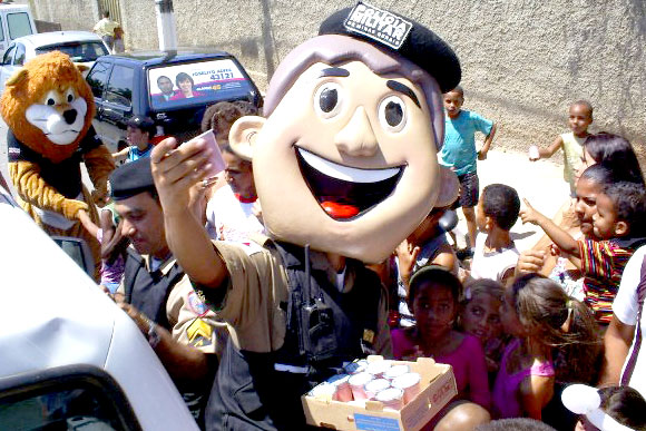 Mascotes da Polícia participaram da festa / Foto: Divulgação PM