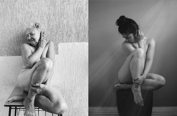 Dirce Ferreira fez foto sensual reproduzindo o material da neta Mariana Matos./ Foto: Arquivo Pessoal 